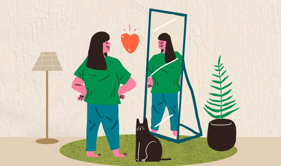 Iemand die in de spiegel kijkt als synoniem voor reflecteren